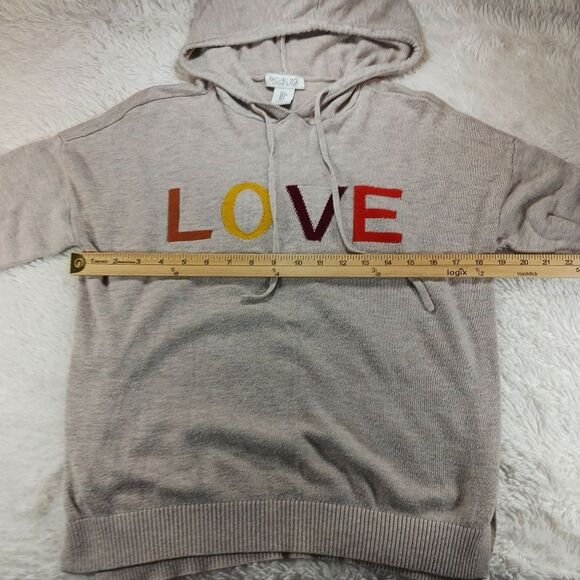 Hooded Cashmere Blend Sweater LOVE Logo by Rachel Zoe. Woman's Small. Earth Tone - Picture 7 of 9